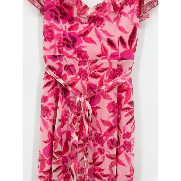 Lulus Sensationally Sweeter Floral Ruffled Maxi Dress Lace Up Backless, Pink NWT - Picture 8 of 12